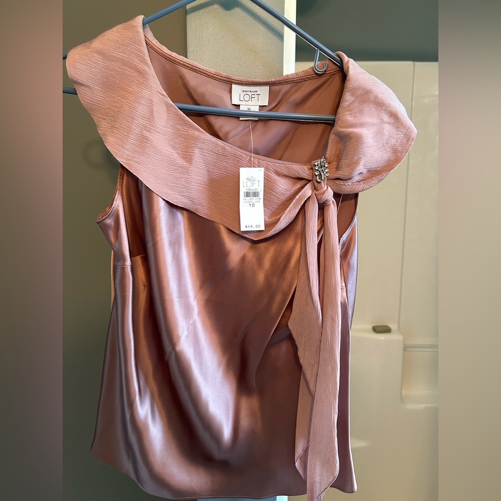 LOFT Rose Silk Ruched Sleeveless top.